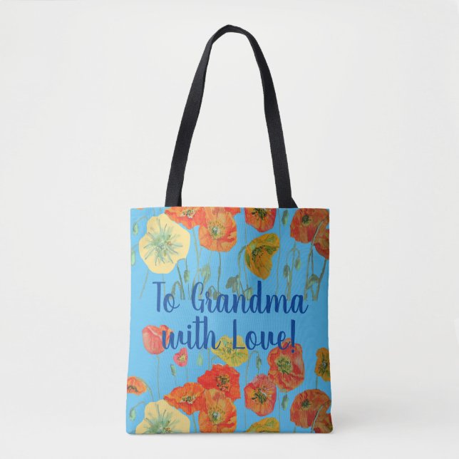 Poppies Orange Fleurs florales Grandma Love Sac (Devant)