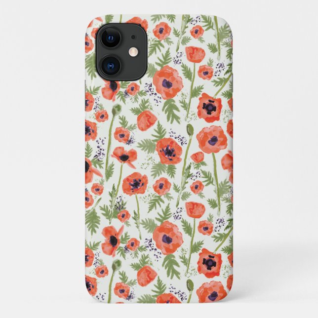 Poppies Orange Floral Pattern Case-Mate iPhone Case (Back)
