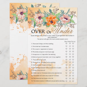 Poppies over or under bridal shower game