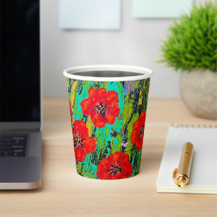 Poppies Paper Cups