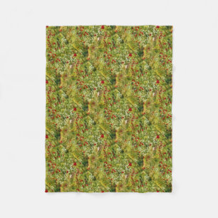 Poppies Pointillism Style Abstract Art Fleece Blanket