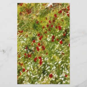 Poppies Pointillism Style Abstract Art Stationery