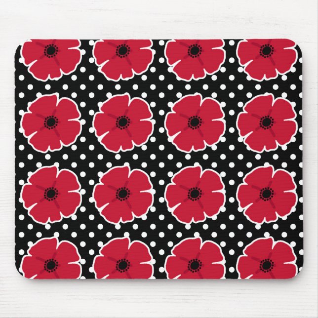 Poppies & Polka Dots Mouse Pad (Front)