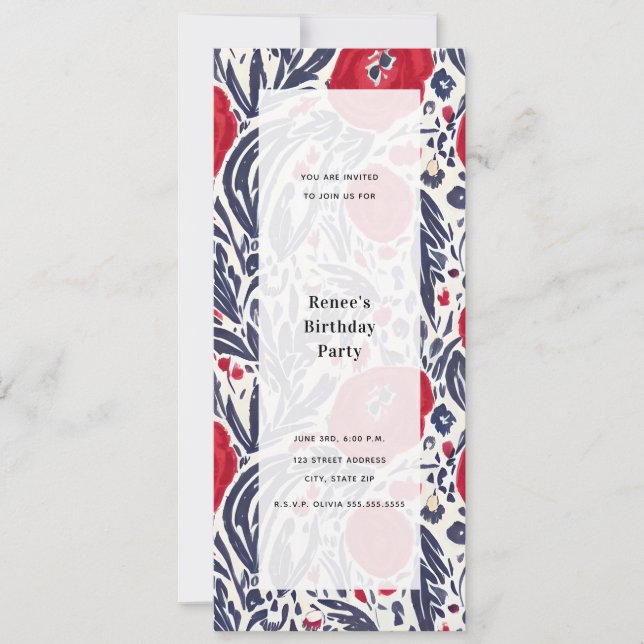 Poppies Red White & Blue Generic Party Invitation (Front)