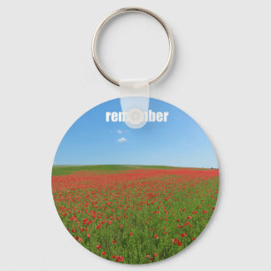 Poppies remember keychain