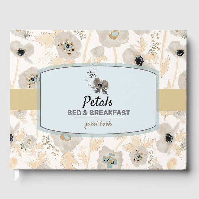 Poppies Rental Guest Book Watercolor Pattern (Front)