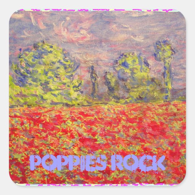 poppies rock art square sticker (Front)