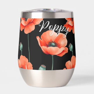 Poppies rouges Nom Floral Thermal Vin Tumbler