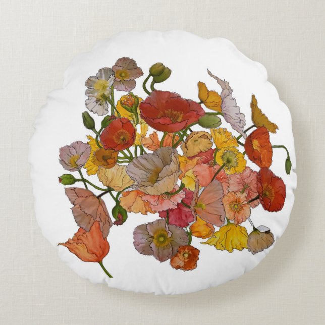 poppies round pillow (Front)