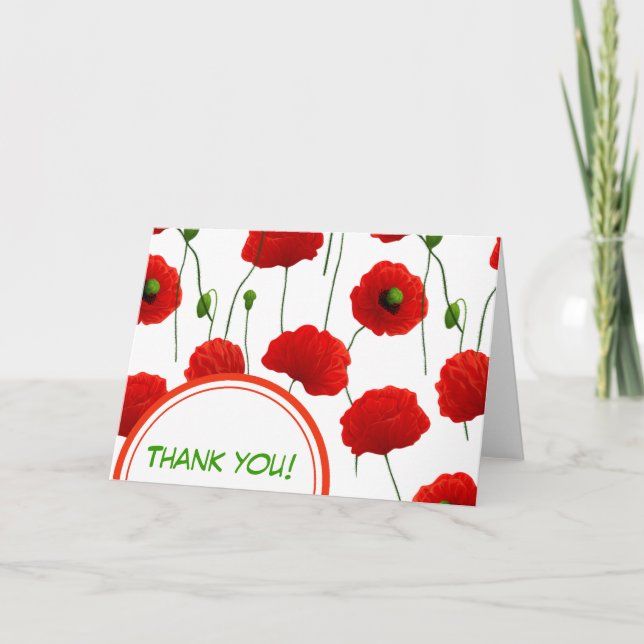 Poppies Thank You Card (Front)
