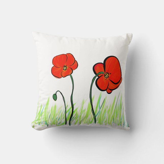 Poppies! Throw Pillow (Front)