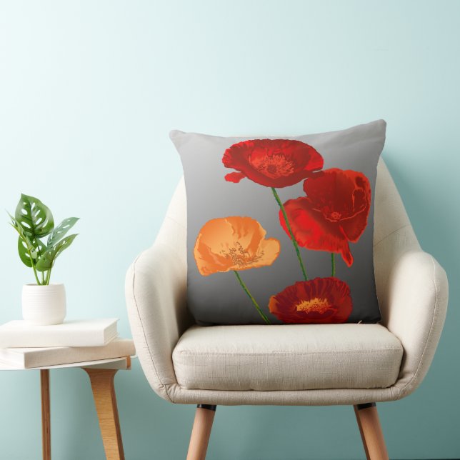 Poppies Throw Pillow (Chair)