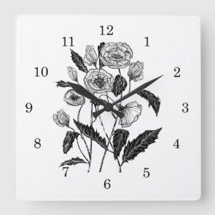 Poppies Wall Clock - Painting - Choose Your Colour
