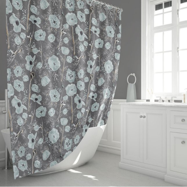 Poppies Watercolor (Poppies Floral Watercolor Pattern Shower Curtain from Studio Posies.
)