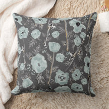 Poppies Watercolor Floral Blue Black Flowers