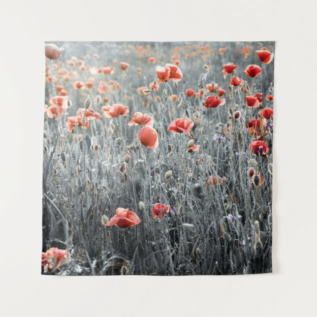 Poppies: Wildflower Rustic Charm. Tapestry (Front)