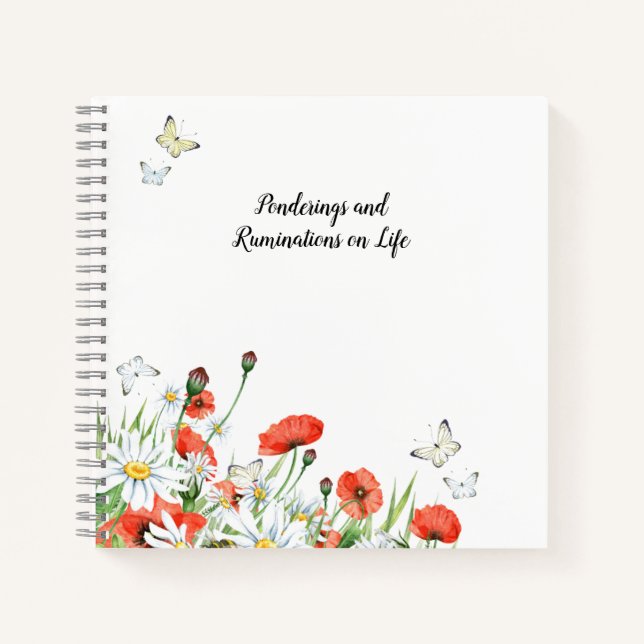 Poppies, Wildflowers, Butterflies Notebook (Front)