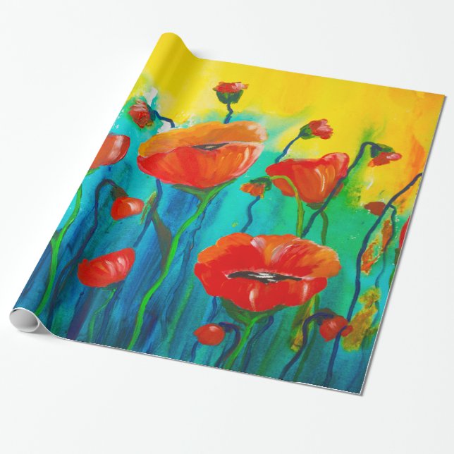 Poppies Wrapping Paper (Unrolled)