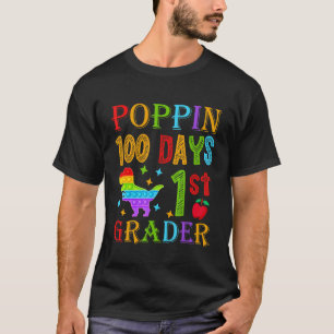 Poppin 100 Days 1st Grader Primary School Dino T-R T-Shirt