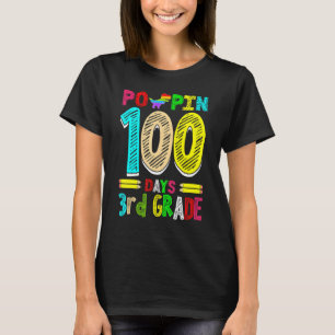 Poppin 100 Days 3rd Grade Dinosaur Primary School  T-Shirt
