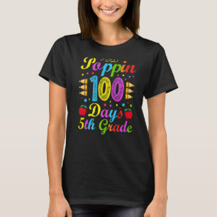 Poppin 100 Days 5th Grade Primary School Kid Eleme T-Shirt