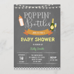 Poppin bottles baby shower invitation
