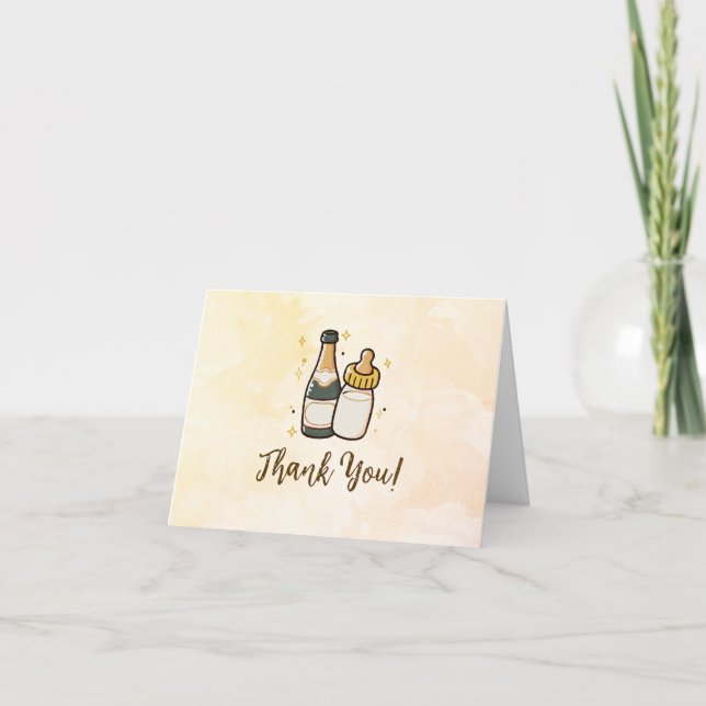Poppin Bottles Baby Shower Modern Thank you Card (Front)