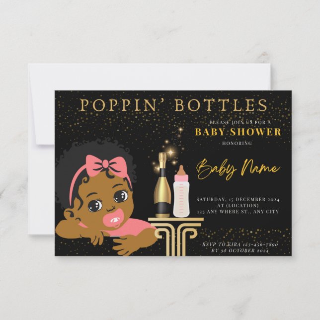 POPPIN' BOTTLES BABYSHOWER INVITATIONS  (Front)