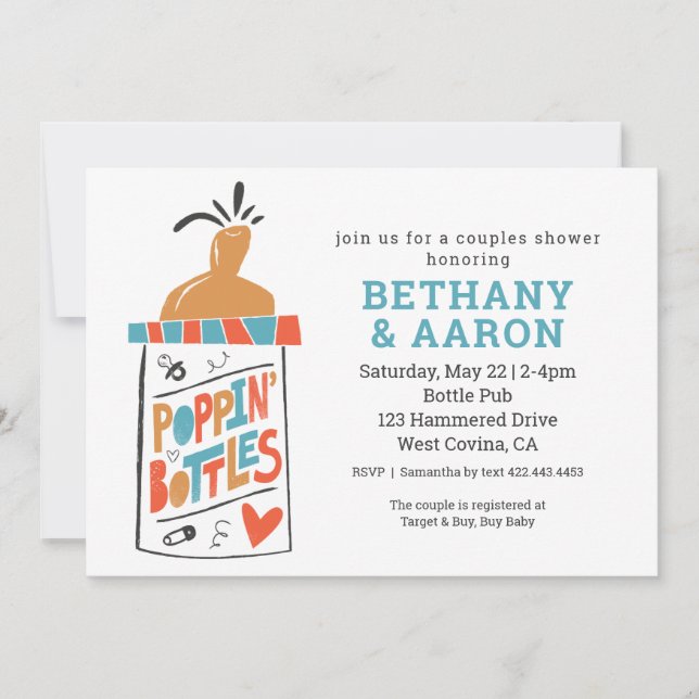 Poppin Bottles Couples Baby Shower Invitation (Front)