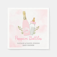 Poppin Bottles Girl Baby Shower Pink Paper