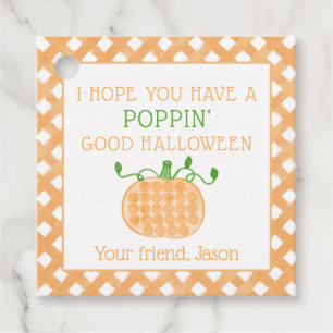 Poppin Halloween Pop It Pumpkin Orange Favour Tags