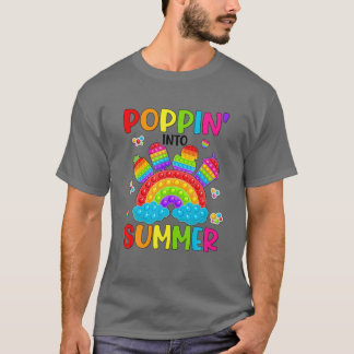 Poppin Into Summer Rainbow Pop It Fidget Toy Beach T-Shirt