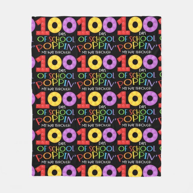 Poppin my way through 100 days of school fleece blanket (Front)