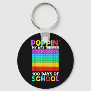 Poppin My Way Through 100 Days Of School Happy 100 Keychain
