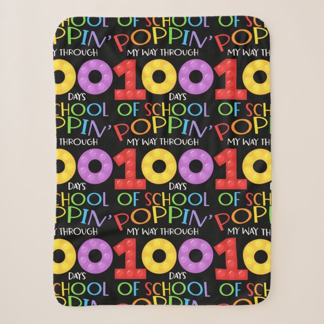 Poppin my way through 100 days of school sherpa blanket (Front)