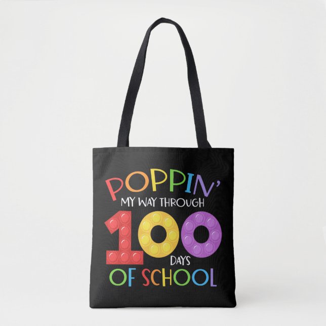 Poppin my way through 100 days of school tote bag (Front)