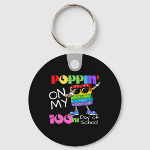 Poppin' On My 100th Day Of School Cute Fidget Toy Keychain