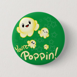 Poppin Popcorn 2 Inch Round Button