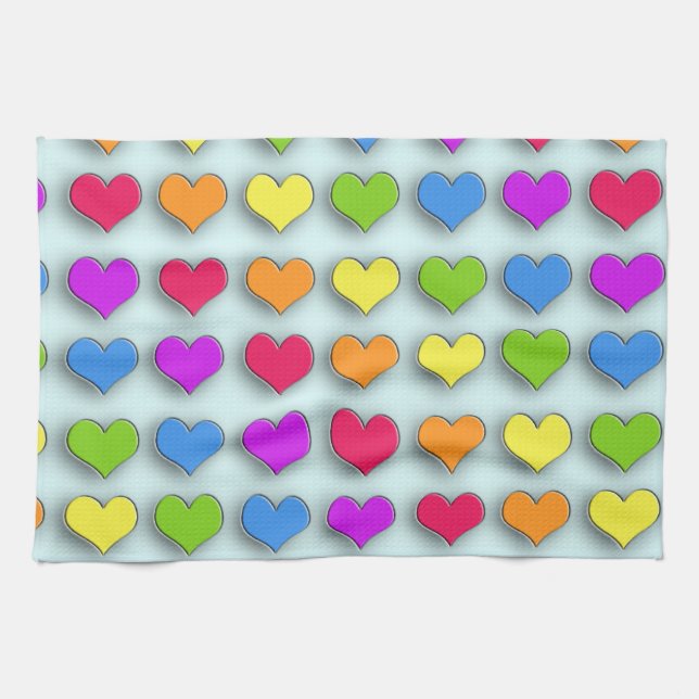 Poppin Retro Hearts Kitchen Towel (Horizontal)