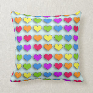 Poppin Retro Hearts Throw Pillow