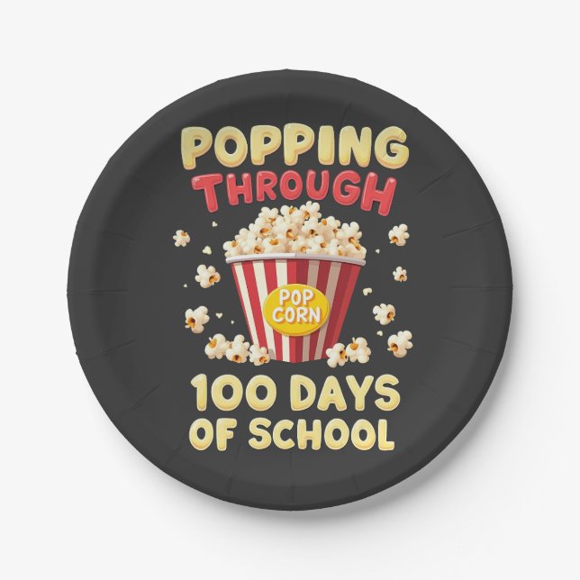Popping 100 Days of School Paper Plate (Front)