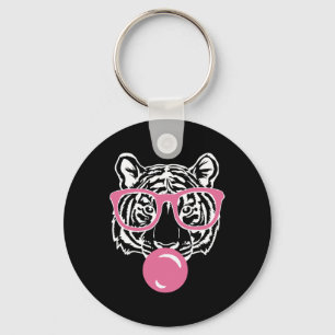 Popping Bubble Gum Tiger Smart Pink Gles Cat And T Keychain