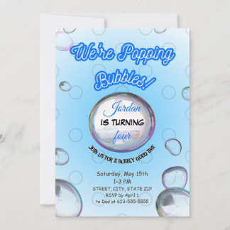 Popping Bubbles Blue Invitation