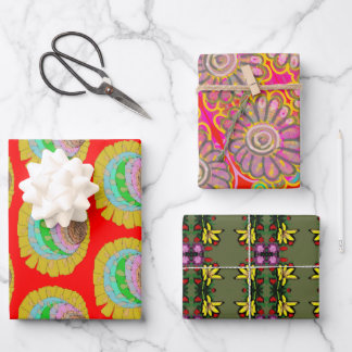 POPPING COLORS FLOWER ART Wrapping Paper