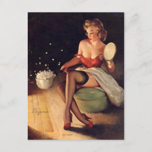 Popping Corn Pin Up Postcard