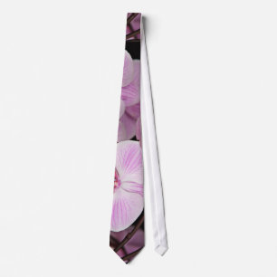 Popping Pink Orchids On A Black Background Tie