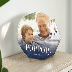 Poppop Grandpa Year Established Photo Block