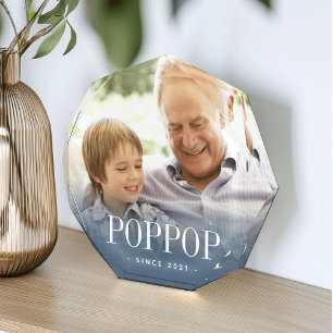Poppop Grandpa Year Established Photo Block
