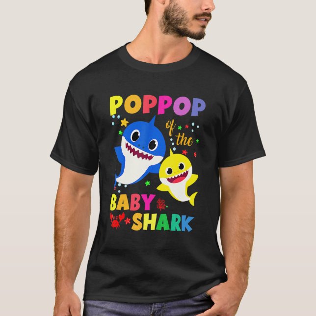 Poppop Of The Birthday Shark Dad Mom Matching Fami T-Shirt (Front)