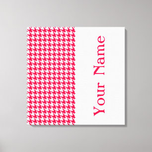 Popppy Modern Houndstooth with name Canvas Print